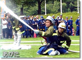 消防操法競技大会の様子
