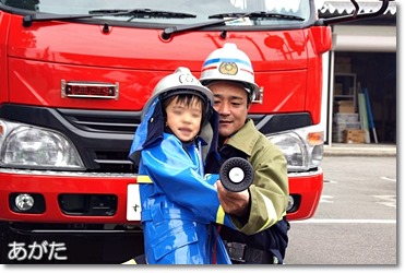 消防車と記念撮影