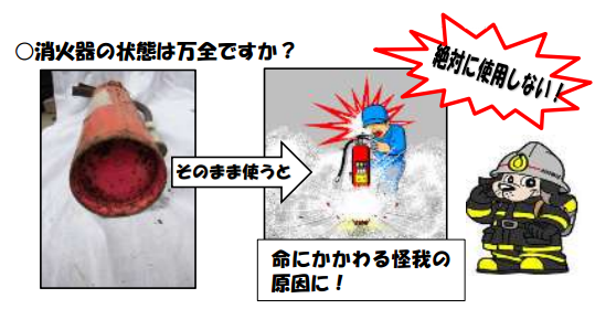 消火器の状態は万全ですか？