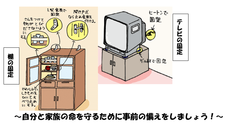 棚とテレビの固定