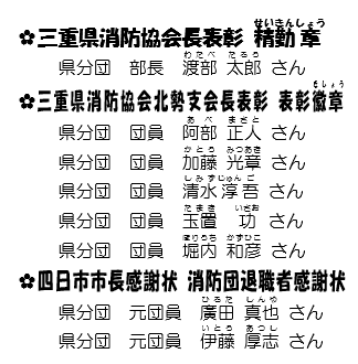 表彰された方々