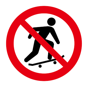 道路や歩道でのスケートボードは  危険なのでやめましょう！